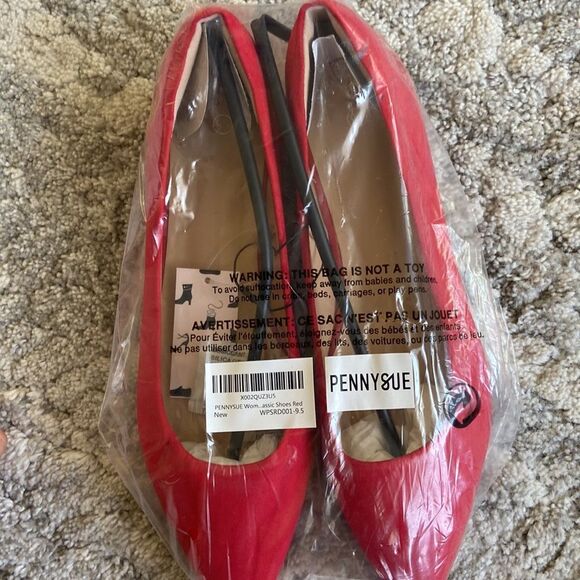 NWOB PENNYSUE  Pointed Toe Ballet Flats Casual Soft Slip On Classic Shoes Red - Picture 8 of 9